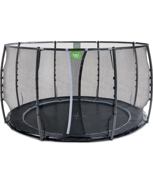 Batutai su apsauginiu tinklu Exit: EXIT Dynamic ground level trampoline ø366cm with safety net - black