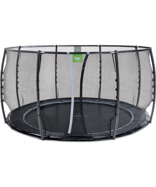 Batutai su apsauginiu tinklu Exit: EXIT Dynamic ground level trampoline ø427cm with safety net - black