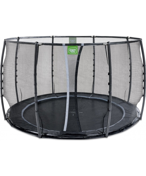 Batutai su apsauginiu tinklu Exit: EXIT Dynamic ground level trampoline ø305cm with safety net - black