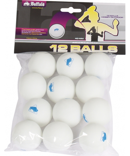 Table Tennis Balls Buffalo: Stalo teniso kamuoliukai Buffalo Hobby Outdoor, balti, 12vnt.