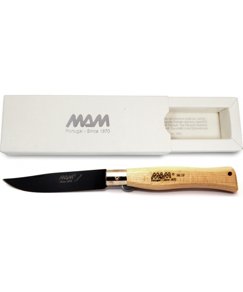 Hunting and Survival Knives MAM: Titano sulankstomas peilis su apsauginiu užraktu MAM Douro 5004, buksmedžio mediena, 7.5cm