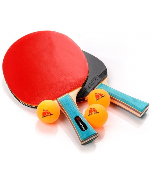 Table Tennis Rackets Meteor: Set Of 2 Table Tennis Rackets Meteor, 3 Balls Included