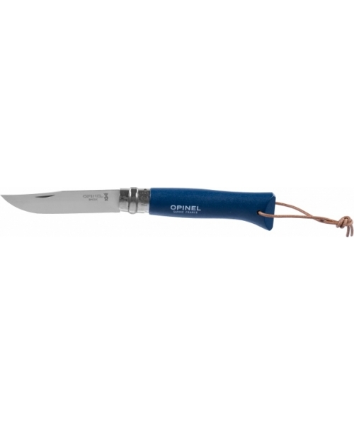 Hunting and Survival Knives Opinel: Peilis su diržėliu Opinel Colorama 08 Inox Grab mėlynas, su dėklu