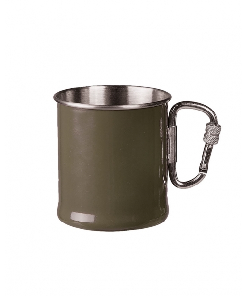 Gertuvės ir puodeliai MIL-TEC: OD 250ML S/STEEL KARABINER CUP