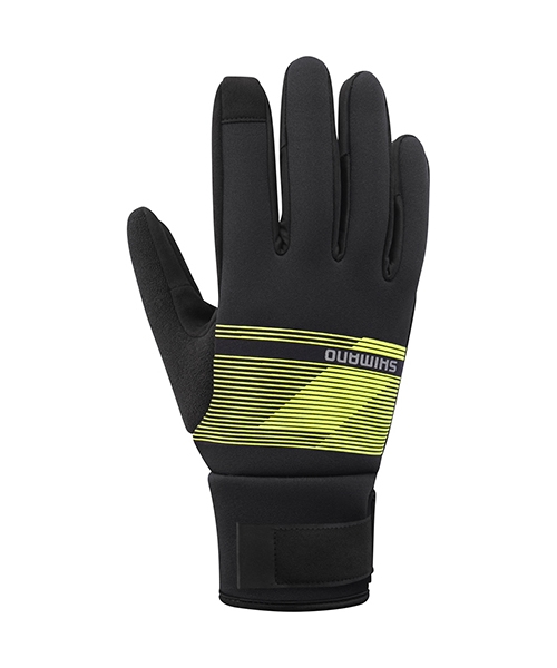 Gloves & Helmets & Accessories Shimano cycling: Termo dviratininko pirštinės Shimano Windbreak, dydis L, geltonos/juodos