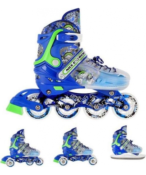 Children's Skates 2in1 Nils Extreme: NH18122 4in1 INLINE/ICE-SKATES NILS EXTREME