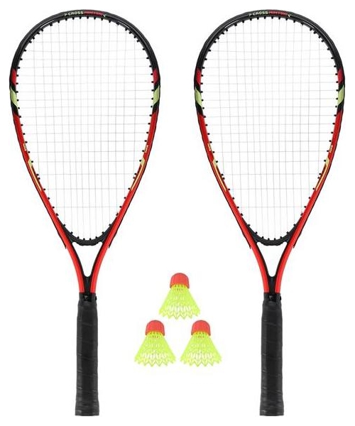 Badminton Sets Nils: NRS001 CROSSMINTON SET 2 ROCKETS + SHUTTLECOCKS + RED COVER NILS