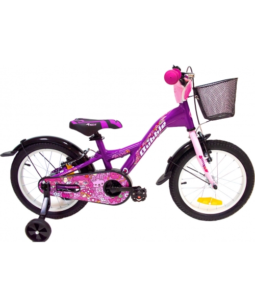 Vaikiški dviratukai ir triratukai : Dviratis 4KIDS Bubble 16", Size 9.5"(24 cm), violetinis/rožinis