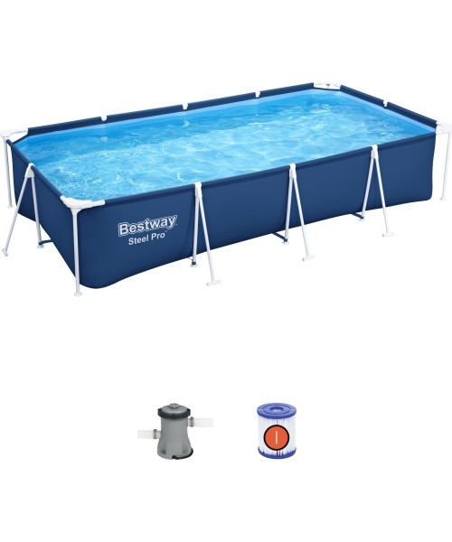 Viršžeminiai baseinai Bestway: Baseino stovas 400x211x81cm Šeima 3 in 1 BESTWAY