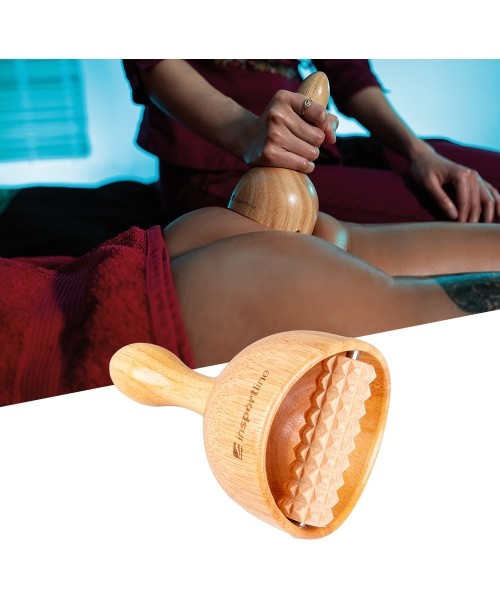 Smulkūs masažuokliai inSPORTline: Medinis masažinis siurbtukas "2-in-1" su voleliu inSPORTline Vitmar 100