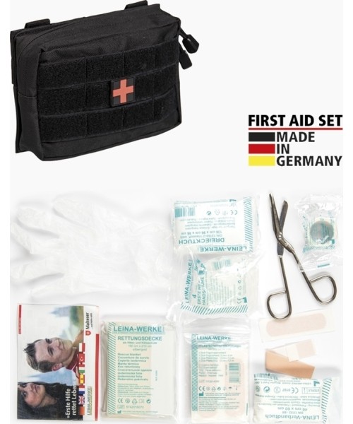Camping Accessories MIL-TEC: BLACK SMALL 25-PIECE FIRST AID SET LEINA