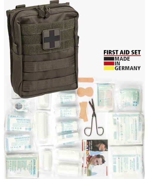 Camping Accessories MIL-TEC: OD LARGE 43-PIECE FIRST AID SET LEINA