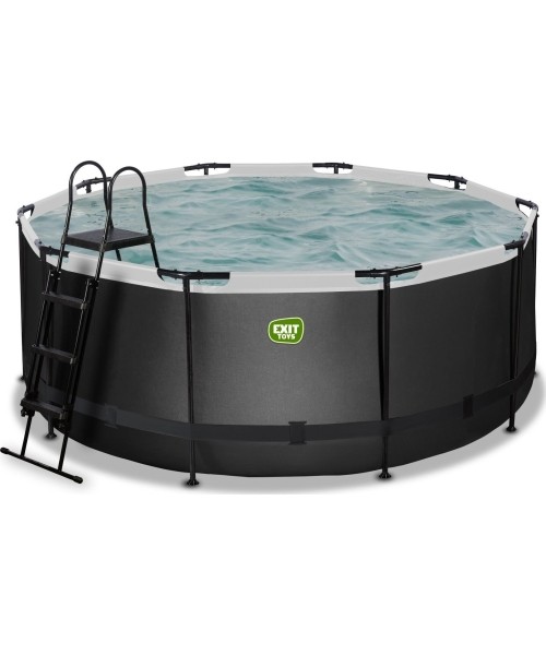 Viršžeminiai baseinai Exit: EXIT Black Leather pool ø360x122cm with sand filter pump - black