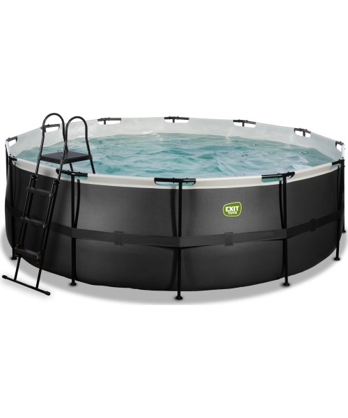 Viršžeminiai baseinai Exit: EXIT Black Leather pool ø427x122cm with sand filter pump - black