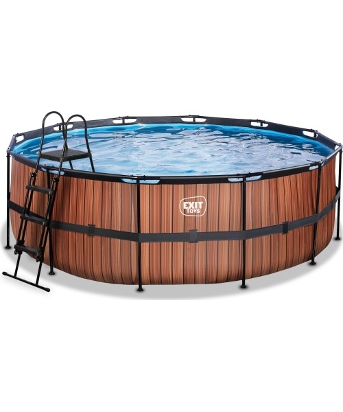 Above Ground Pools Exit: EXIT Wood pool ø427x122cm with sand filter pump - brown