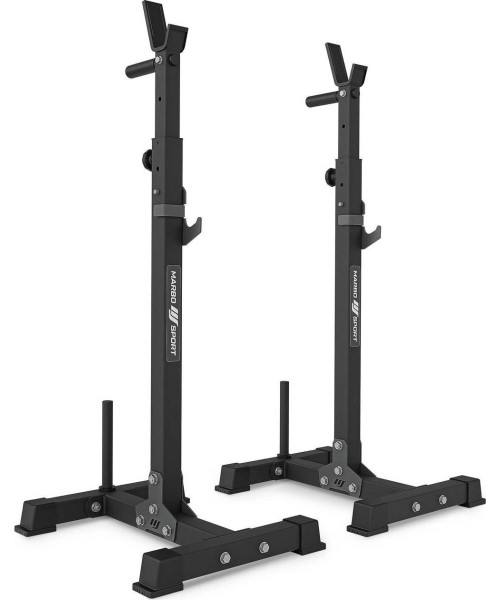 Barbell & Squat Stands Marbo Sport: Daugiapakopiai štangų stovai (2 vnt.) su pagalbinėmis priemonėmis MS-S108 2.0 - Marbo Sport