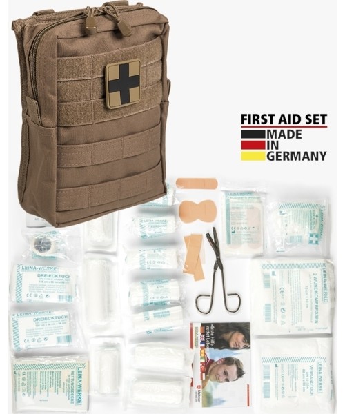 Camping Accessories MIL-TEC: DARK COYOTE LARGE 43-PIECE FIRST AID SET LEINA