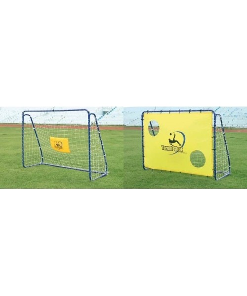 Football Goals Spartan: Lengvai surenkami mobilūs futbolo vartai + atmušimo sienelė Spartan 213x152x76cm
