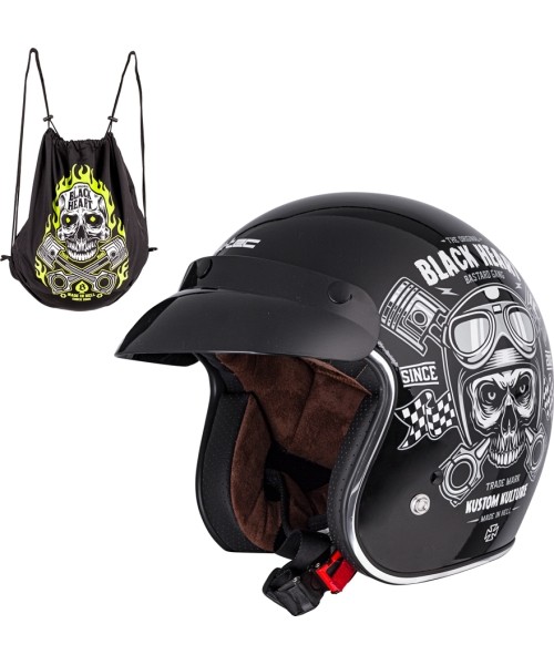 Open Face Helmets W-TEC: Moto šalmas W-TEC V541 Black Heart