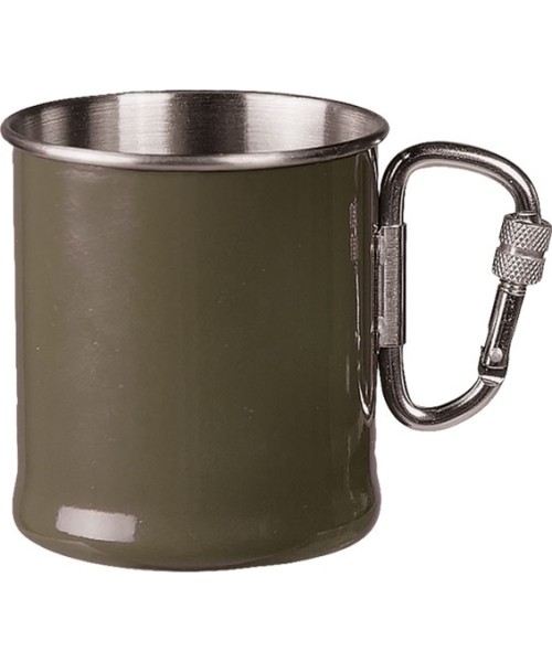 Gertuvės ir puodeliai MIL-TEC: OD 250ML S/STEEL KARABINER CUP