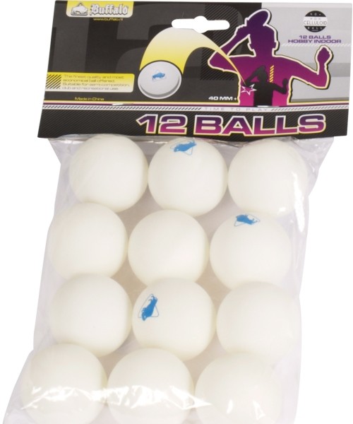 Table Tennis Balls Buffalo: Stalo teniso kamuoliukai Buffalo Hobby, 12vnt. be celiuliozės
