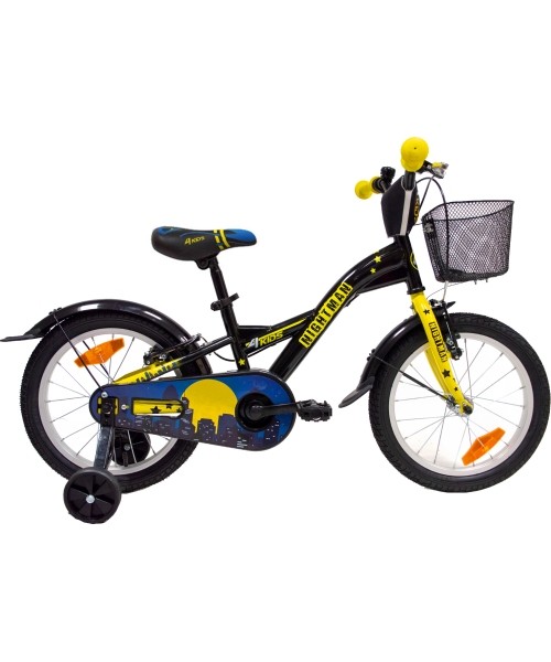 Vaikiški dviratukai ir triratukai : Dviratis 4KIDS Nightman 16", dydis 10" (25.5 cm), juodas/mėlynas