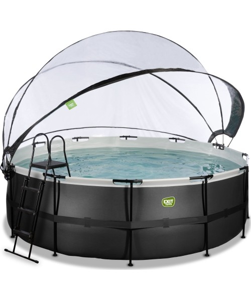 Viršžeminiai baseinai Exit: EXIT Black Leather pool ø427x122cm with sand filter pump and dome - black