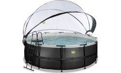 Viršžeminiai baseinai Exit: EXIT Black Leather pool ø427x122cm with sand filter pump and dome - black