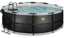 Viršžeminiai baseinai Exit: EXIT Black Leather pool ø427x122cm with sand filter pump and dome - black