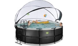 Viršžeminiai baseinai Exit: EXIT Black Leather pool ø427x122cm with sand filter pump and dome - black