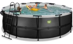 Viršžeminiai baseinai Exit: EXIT Black Leather pool ø427x122cm with sand filter pump and dome - black