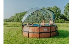Viršžeminiai baseinai Exit: EXIT Black Leather pool ø427x122cm with sand filter pump and dome - black