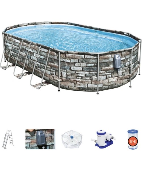 Above Ground Pools Bestway: Rėminis baseinas 610cm x 366cm x 122cm, Power Steel Swim