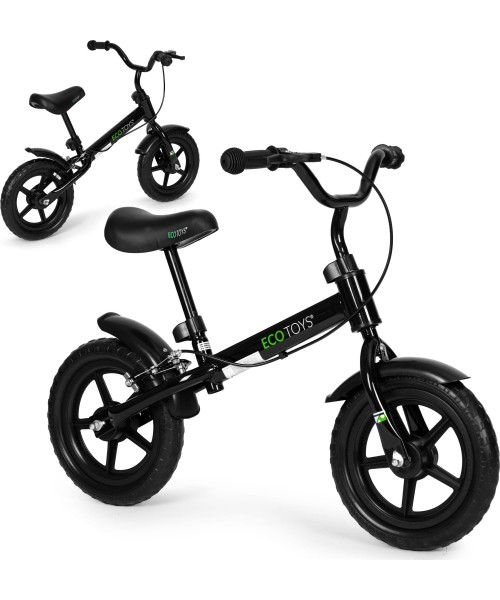Vaikiški paspirtukai Eco Toys: Vaikiškas krosinis dviratis su stabdžiais EVA ratai ECOTOYS juodos spalvos