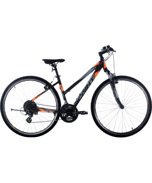 Dviračiai jaunimui ir suaugusiems : Dviratis SPRINT Sintero Lady 28", dydis 17" (44cm), juodas/oranžinis