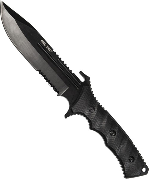 Medžiokliniai ir išgyvenimo peiliai MIL-TEC: BLACK G10 COMBAT KNIFE WITH NYLON SHEATH