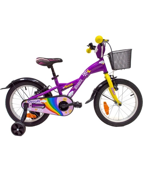 Vaikiški dviratukai ir triratukai : Dviratis 4KIDS Dream 16", dydis 9.5" (24 cm), violetinis