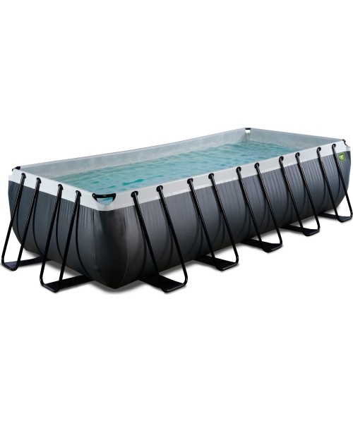 Above Ground Pools Exit: EXIT Black Leather pool 540x250x122cm with filter pump - black