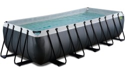Above Ground Pools Exit: EXIT Black Leather pool 540x250x122cm with filter pump - black
