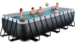 Above Ground Pools Exit: EXIT Black Leather pool 540x250x122cm with filter pump - black