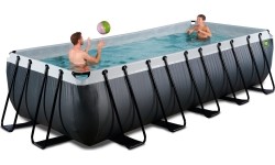 Above Ground Pools Exit: EXIT Black Leather pool 540x250x122cm with filter pump - black