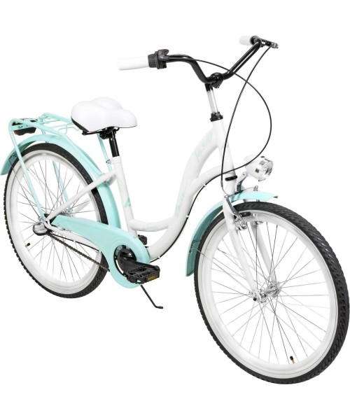 City Bikes : Dviratis AZIMUT Julie 24" 3-speed 2023 white-turquoise