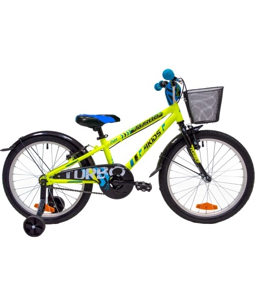Vaikiški dviratukai ir triratukai : Dviratis 4KIDS Turbo 20", dydis 10" (25.5 cm), geltonas