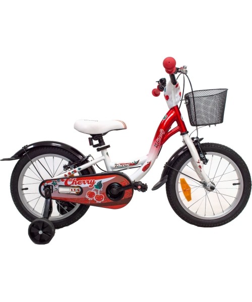 Children's and Junior Bikes : Dviratis 4KIDS Cherry 16", Size 9.5"(24 cm), raudonas/baltas