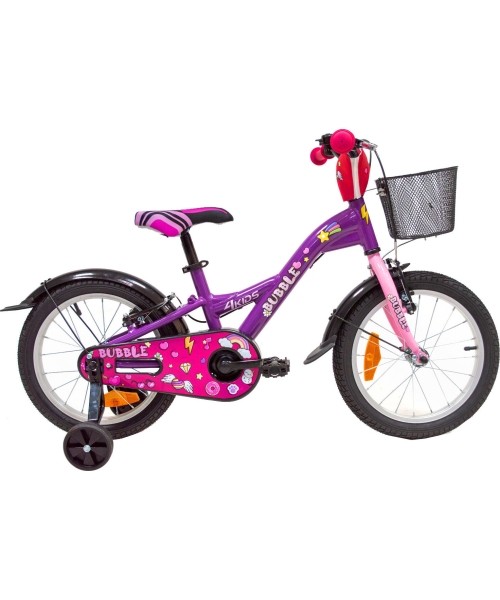 Vaikiški dviratukai ir triratukai : Dviratis 4KIDS Bubble 16", dydis 10" (25.5 cm), violetinis