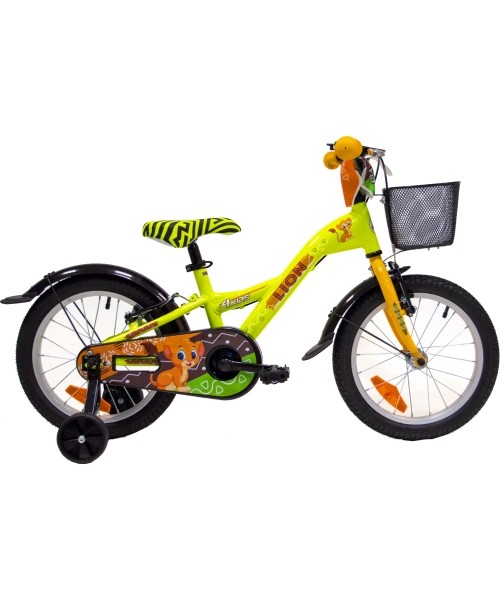 Vaikiški dviratukai ir triratukai : Dviratis 4KIDS Lion 16", Size 10" (25.5 cm), geltonas