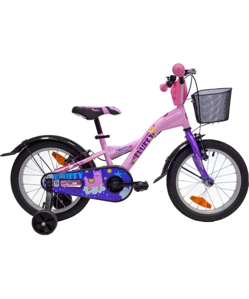 Vaikiški dviratukai ir triratukai : Dviratis 4KIDS Fluffy 16", dydis 9.5" (24 cm), rožinis