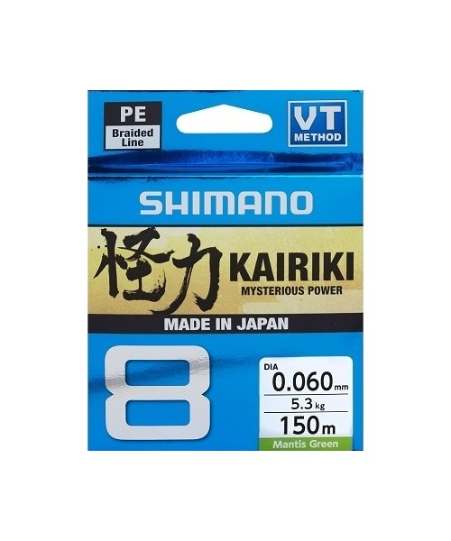 Valai Shimano: Pintas valas Shimano Kairiki 8 150m, žalias, 0.130mm, 8.2 kg