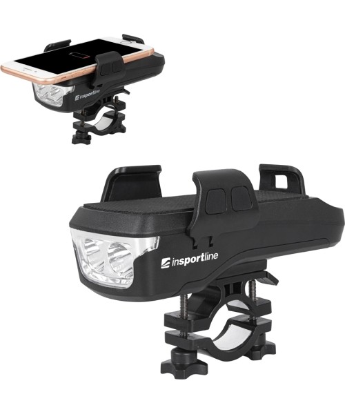 Front Bike Lights inSPORTline: Telefono laikiklis su išorine baterija, žibintuvėliu ir garso signalu inSPORTline Keporfun 4,0...