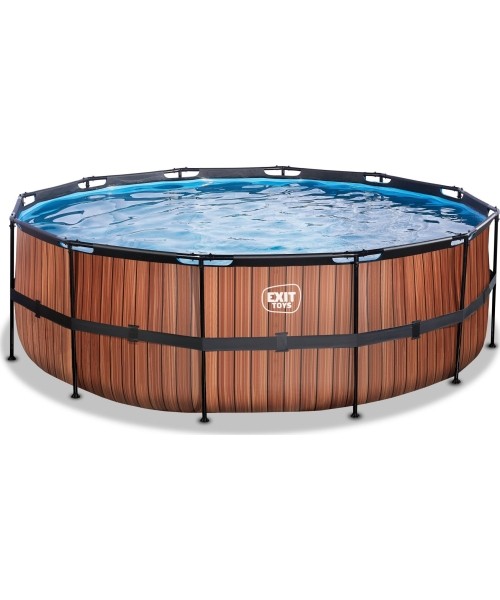 Above Ground Pools Exit: Baseinas EXIT Wood ø427x122cm su pompa su filtru - rudas